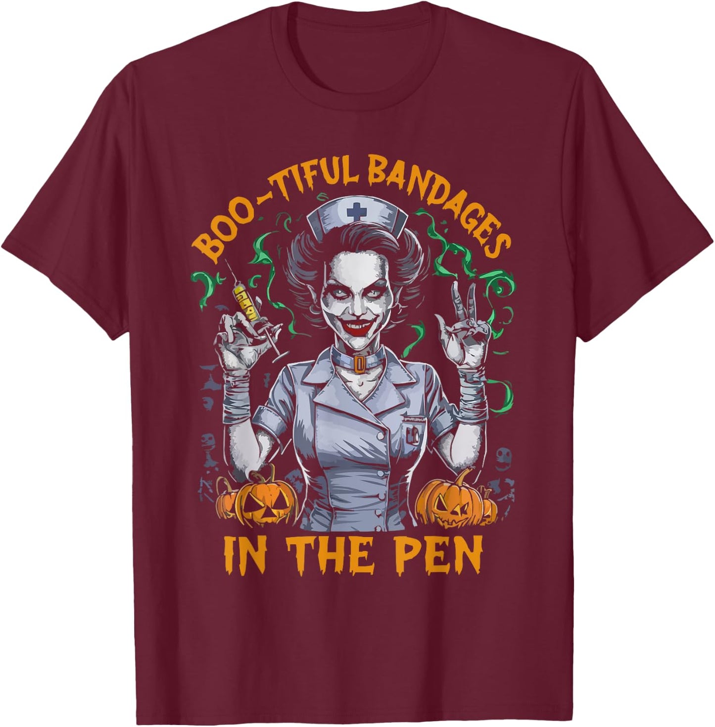 Correctional Nurse Halloween Spooky Nursing Trick Or Treat T-Shirt - T-Shirt | Maroon