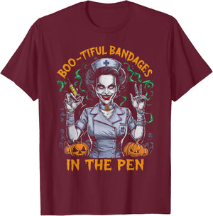 Correctional Nurse Halloween Spooky Nursing Trick Or Treat T-Shirt - T-Shirt | Maroon
