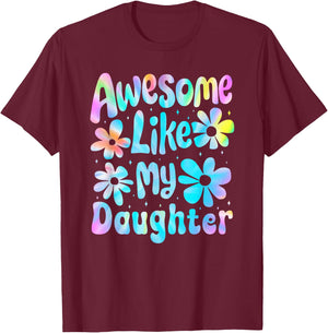 Awesome Like My Daughter Mommy Groovy Graphic Mother's Day T-Shirt - T-Shirt | Maroon