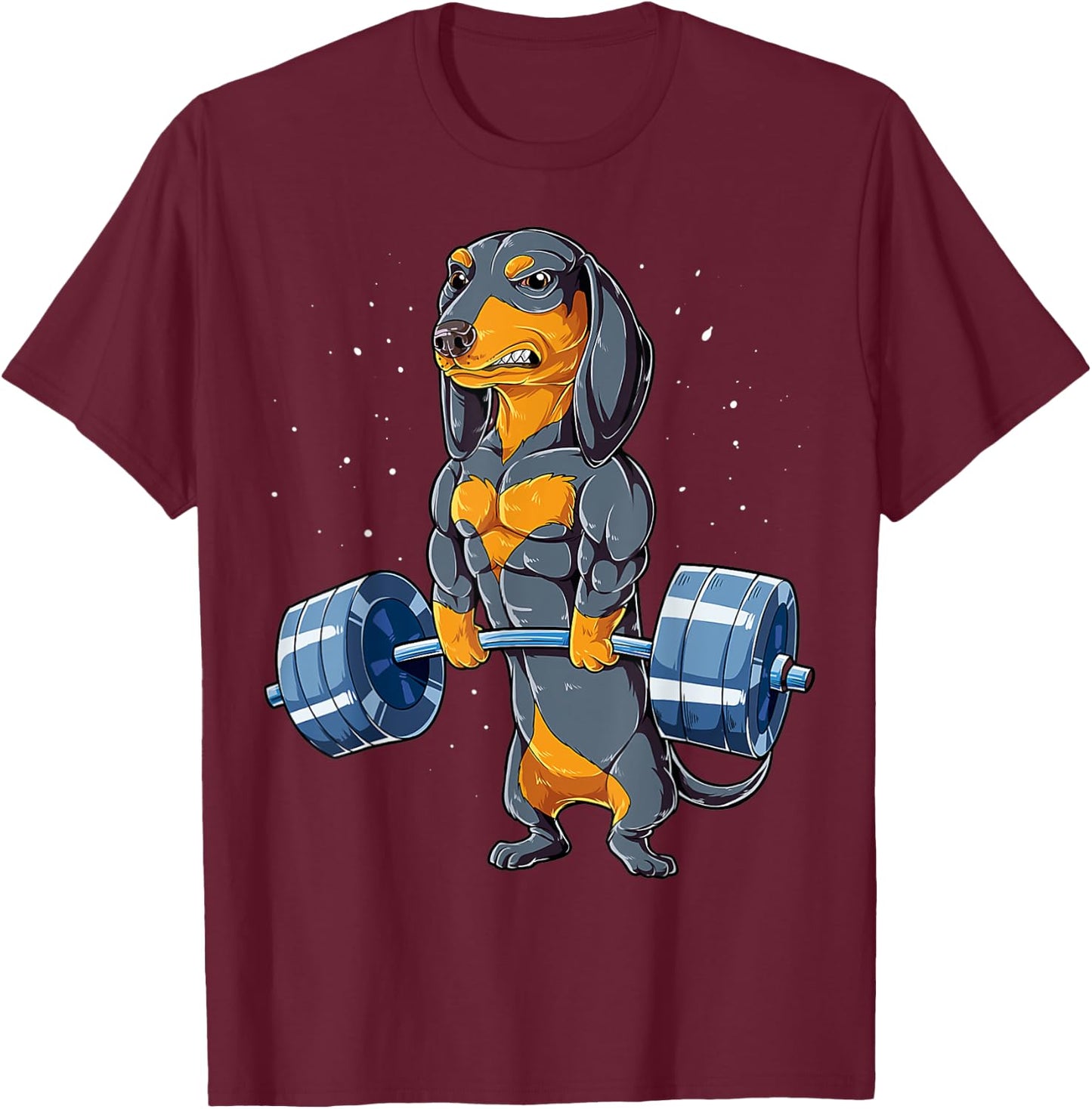 Dachshund Weightlifting Funny Deadlift Men Fitness Gym T-Shirt - T-Shirt | Maroon