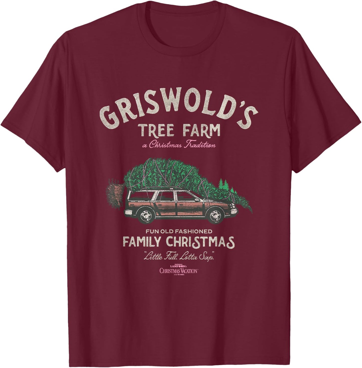 National Lampoon's Christmas Vacation - -Adults, Black, Small, Short Sleeve, , Classic Fit, Blended Fabric T-Shirt - T-Shirt | Maroon