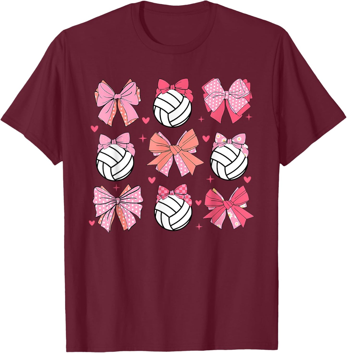 volleyball Coquette Bow volleyball Mom Mothers Day Softball T-Shirt - T-Shirt | Maroon