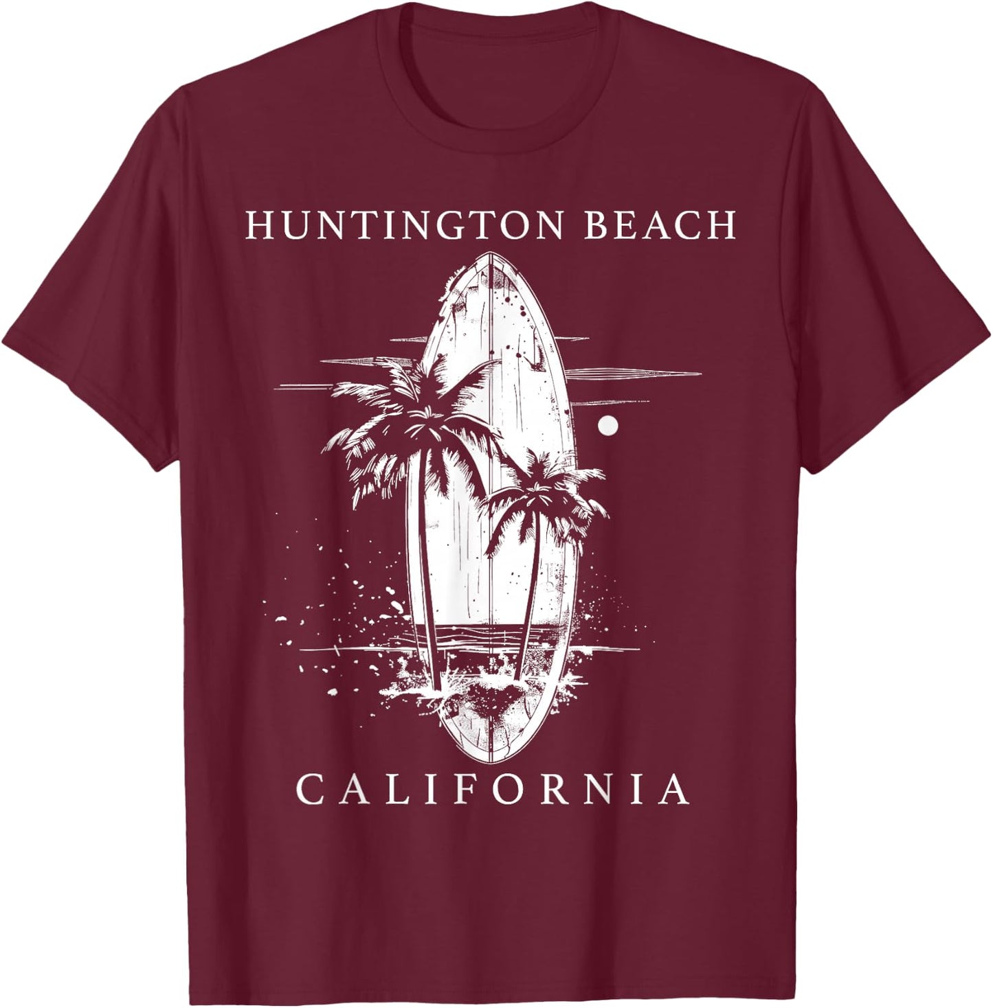 Huntington Beach California Surf Vintage Surf Surfer T-Shirt - T-Shirt | Maroon