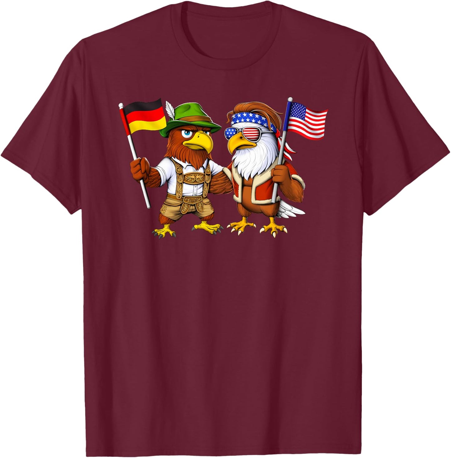 USA Germany Flag American German Roots Deutschland T-Shirt - T-Shirt | Maroon