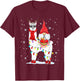Santa Gnomes Riding Llama Reindeer Christmas Lights T-Shirt - T-Shirt | Maroon