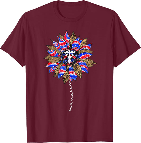 ICU Nurse Tie Dye 4th Of July Intensive Care Unit Nursing T-Shirt - T-Shirt | Maroon