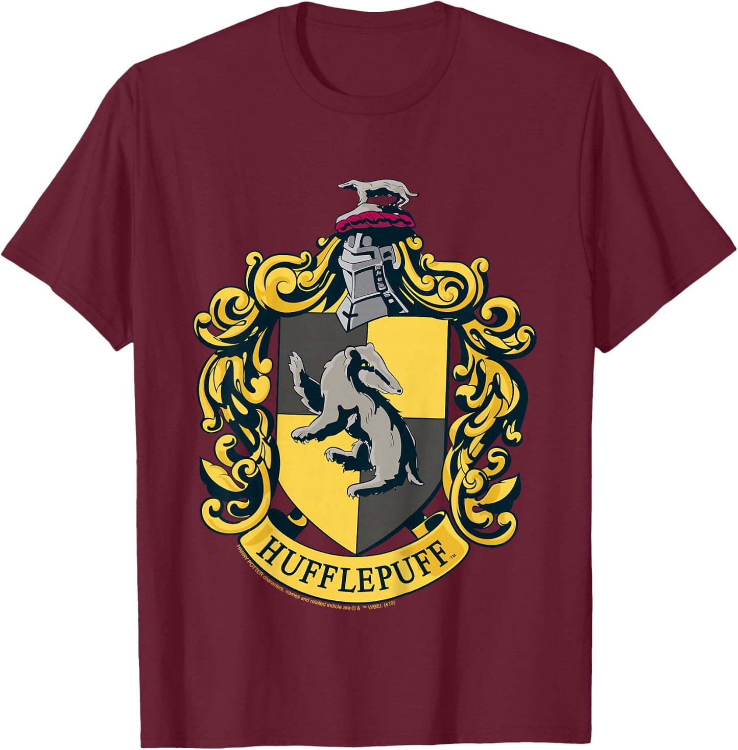 Kids Harry Potter Hufflepuff House Crest T-Shirt - T-Shirt | Maroon