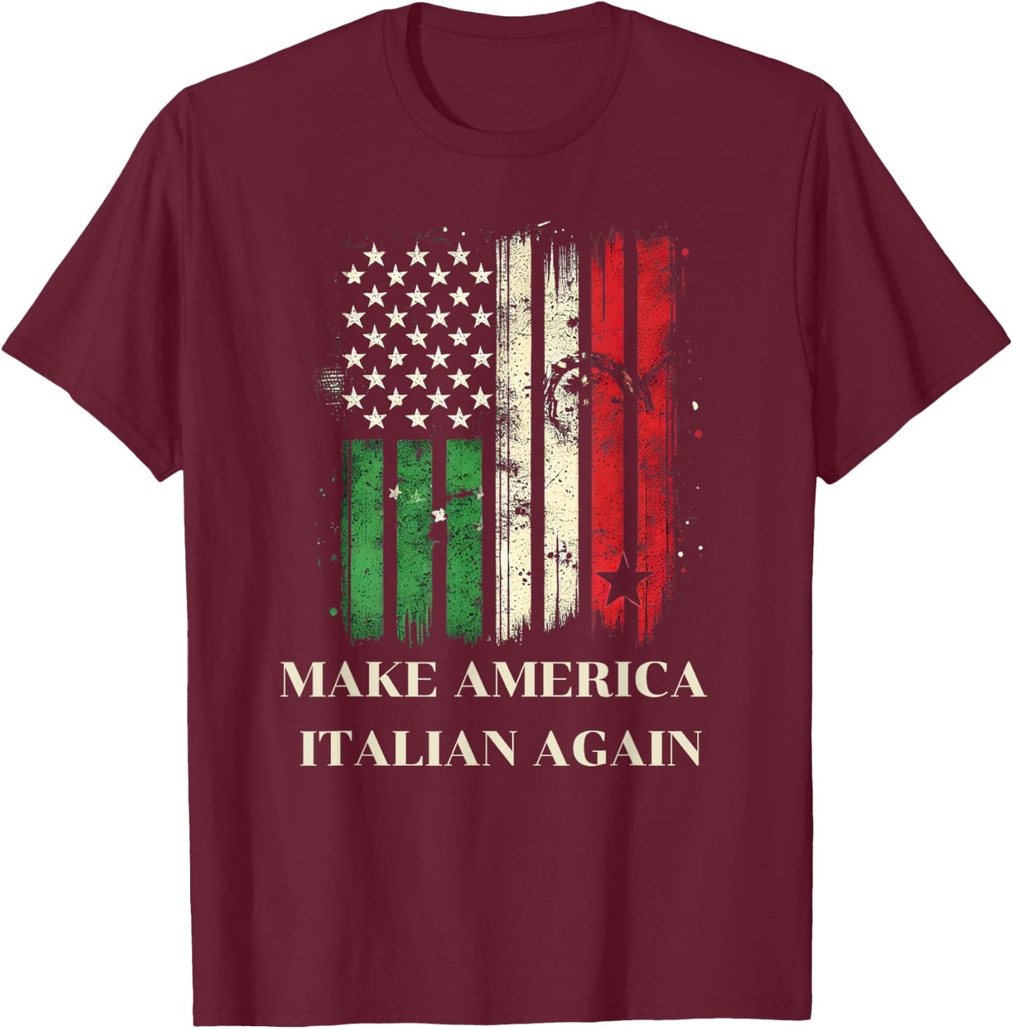 Vintage Make America Italian Again - USA Flag & Italy Flag Women Men T-Shirt - T-Shirt | Maroon