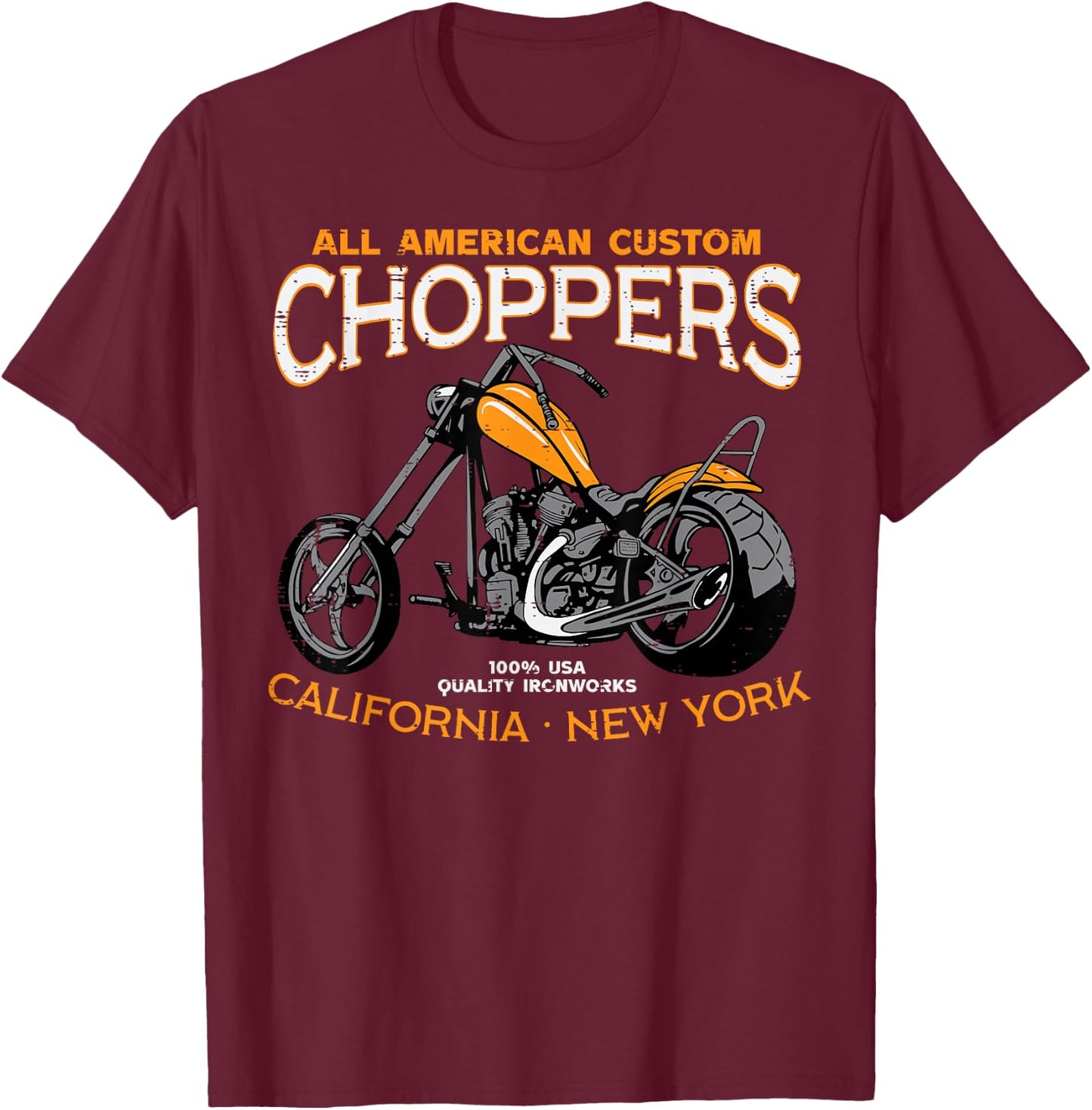 Biker All American Custom Choppers Motorcycle Men Women Kids T-Shirt - T-Shirt | Maroon
