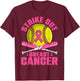 Strike Out Breast Cancer Softball Pink Ribbon Women Girls T-Shirt - T-Shirt | Maroon