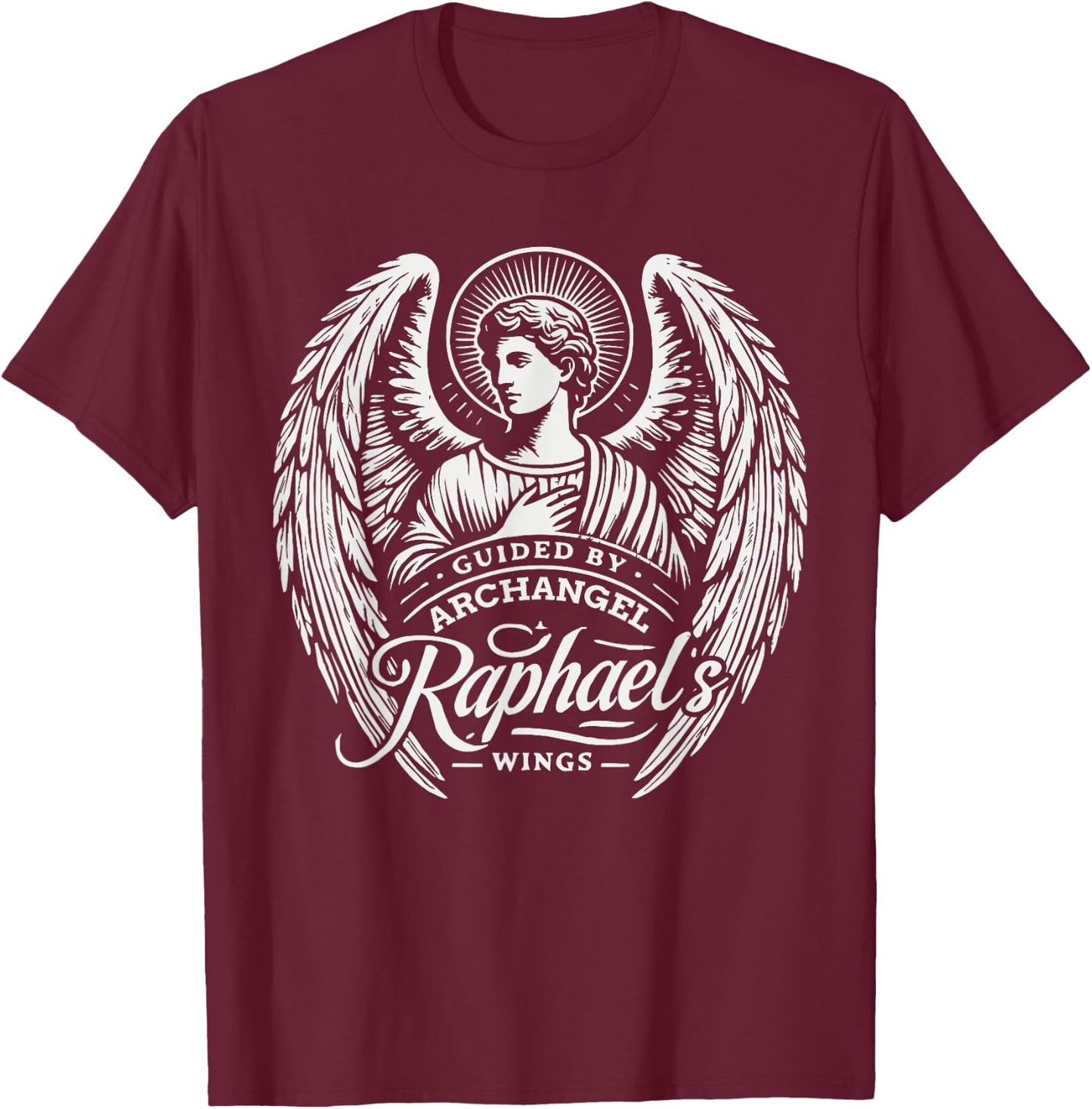 Archangel Raphael Catholic Christianity Guardian Angel T-Shirt - T-Shirt | Maroon