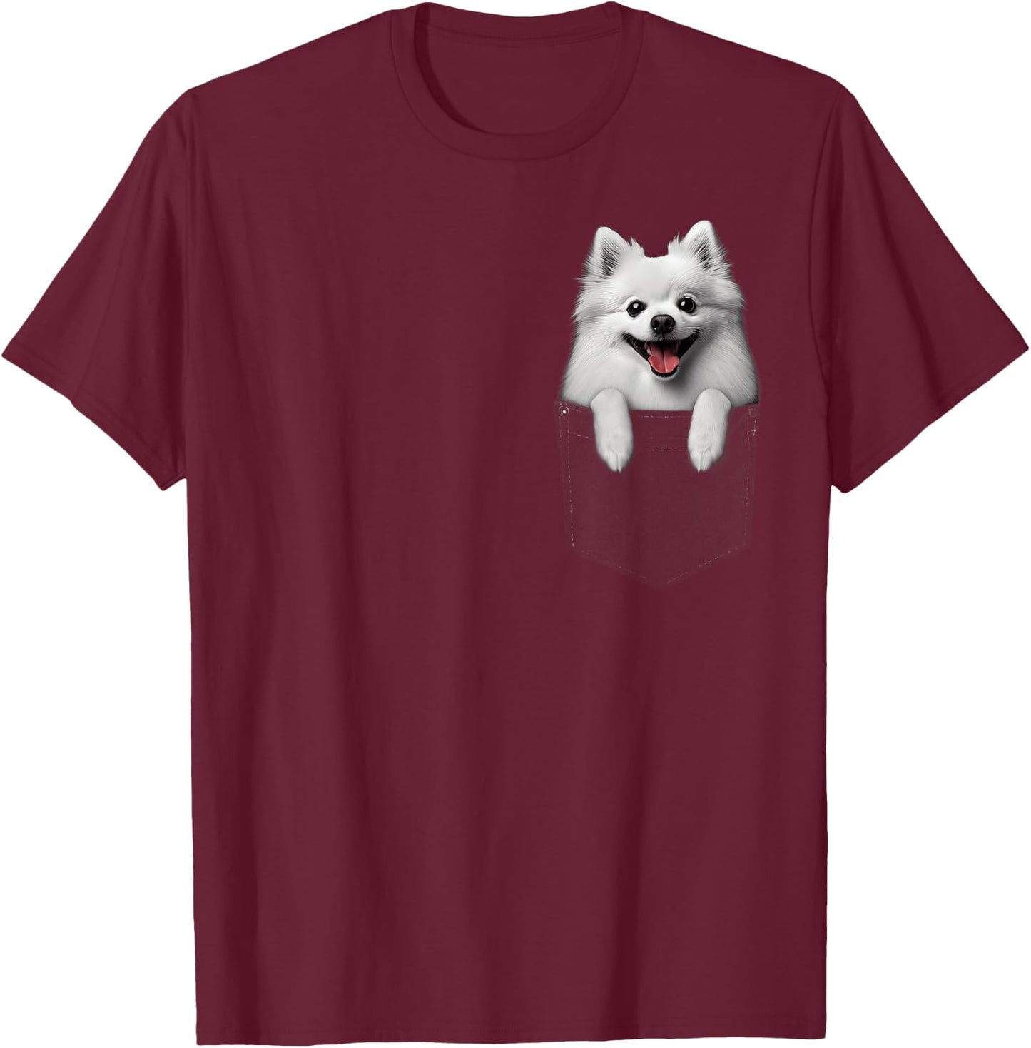 Pocket American Eskimo Dog Cute Dog Lover Owner Gift T-Shirt - T-Shirt | Maroon