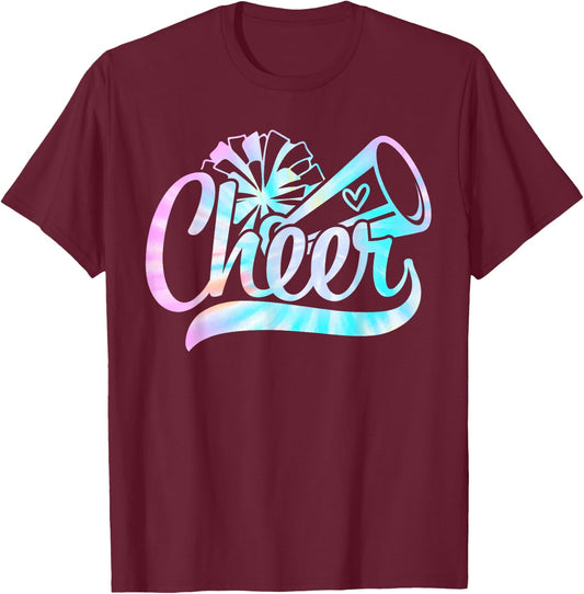 Tie Dye Cheer Cheerleading for Cheerleader Squad Girl BFF T-Shirt - T-Shirt | Maroon