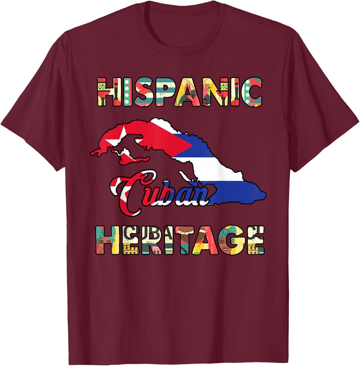 Cuba Flag Cuban Men Women Kids Hispanic Heritage Cubanita T-Shirt - T-Shirt | Maroon