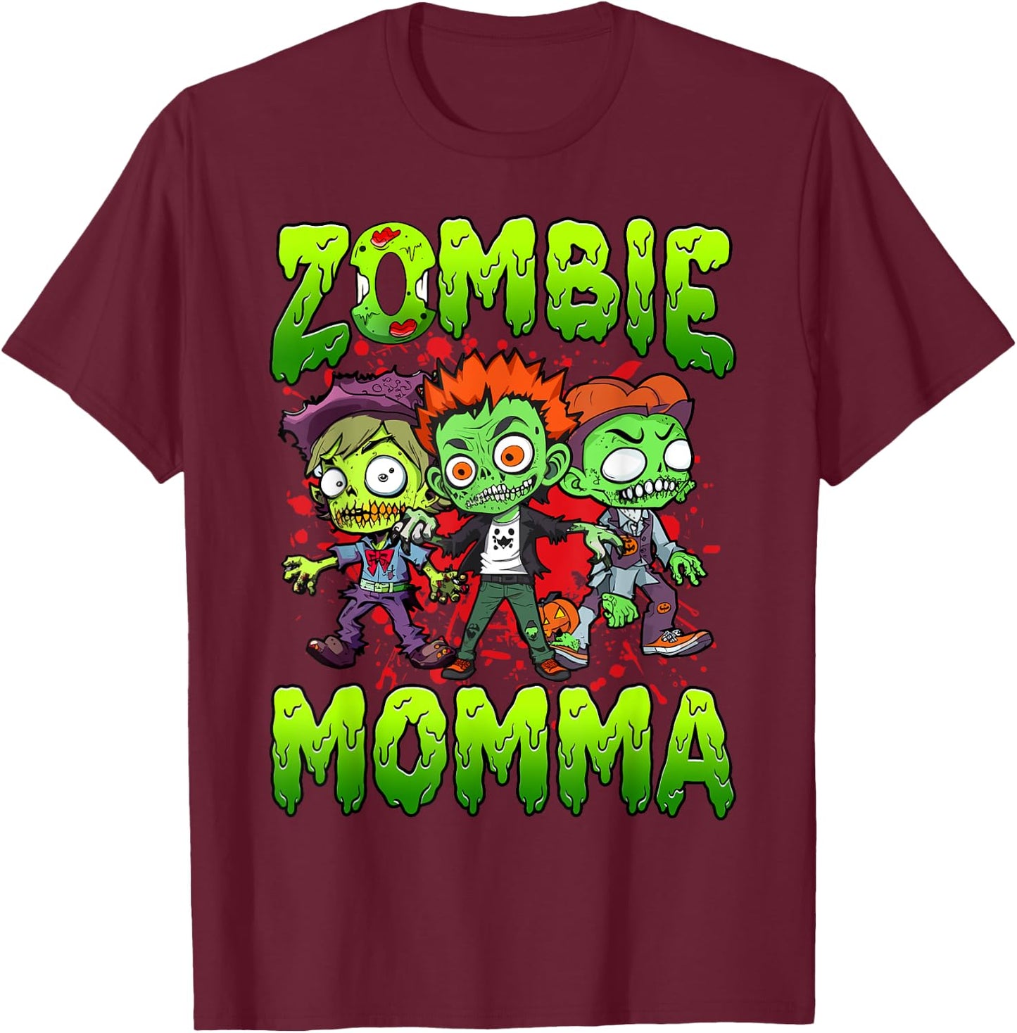Zombie Momma Halloween Costume Family Matching T-Shirt - T-Shirt | Maroon