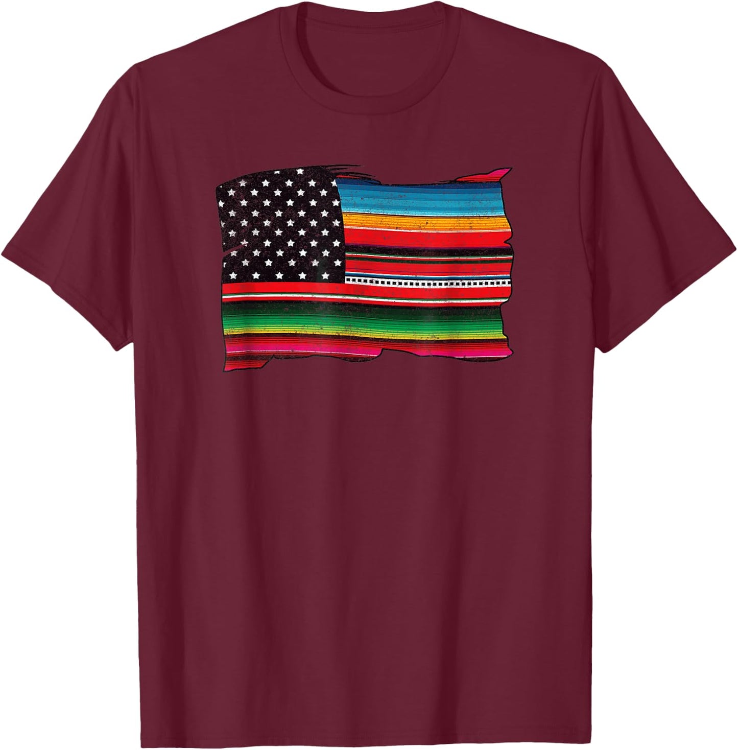 Mexican American Chicano Sarape Flag T-Shirt - T-Shirt | Maroon
