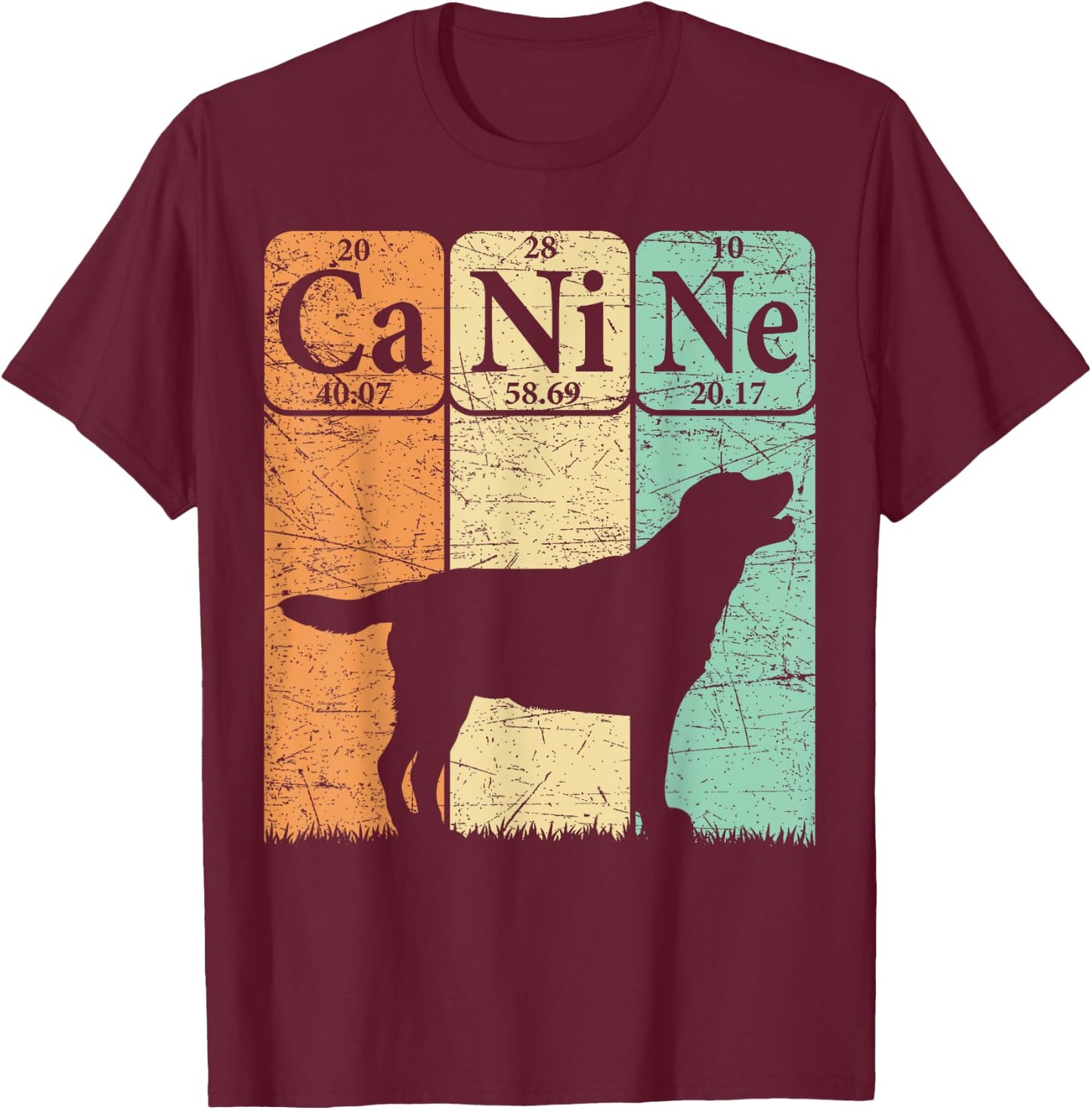 Labrador Retriever Dog Periodic Table Elements Dog Lover T-Shirt - T-Shirt | Maroon
