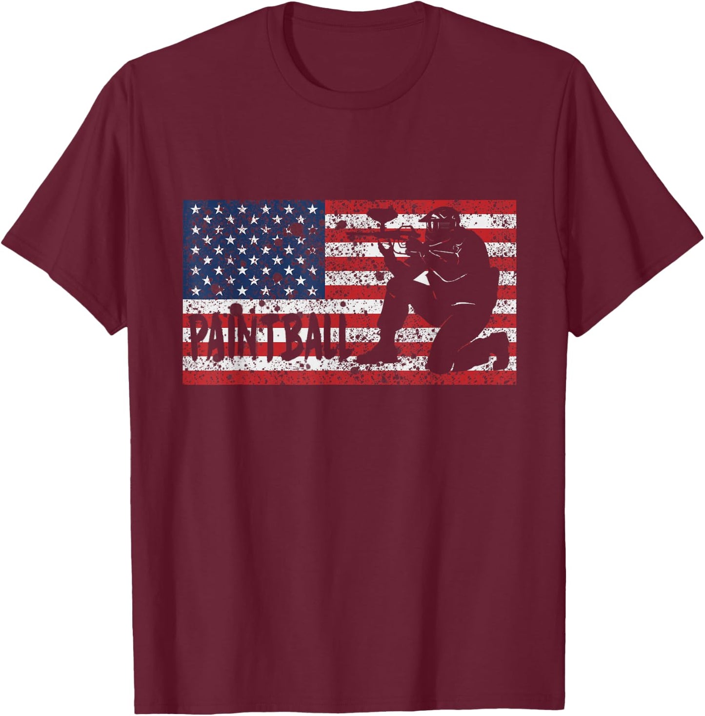 Vintage American USA Flag Paintball T-Shirt - T-Shirt | Maroon
