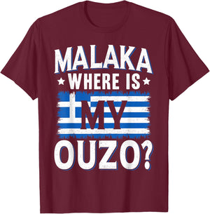 Ouzo Drinking Greek Ouzo Liquor Greek Flag Ouzo Lover T-Shirt - T-Shirt | Maroon