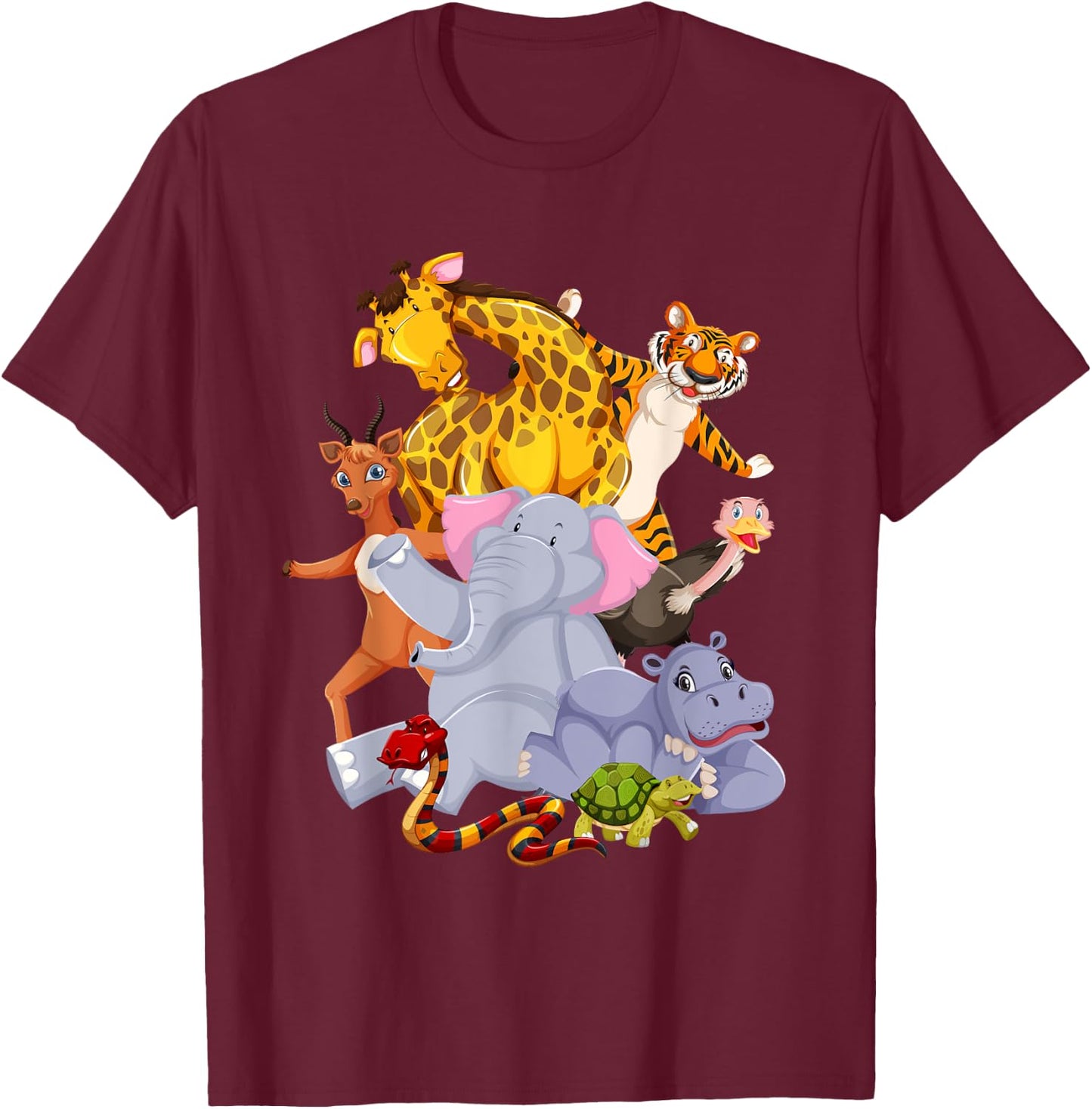 Zoo Animals Wildlife Birthday Party Zoo Day T-Shirt - T-Shirt | Maroon
