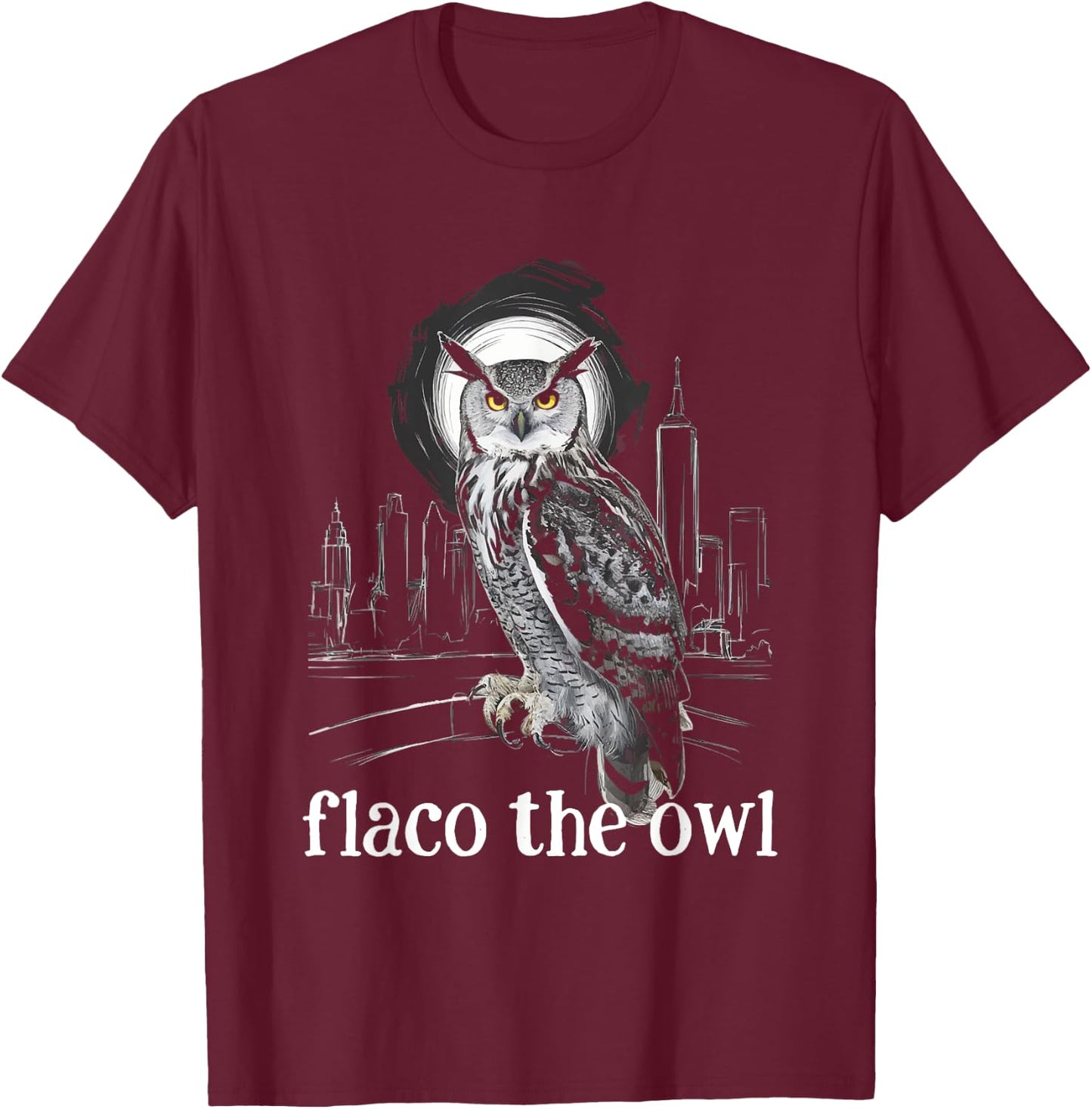 Flaco The Owl NYC New York Skyline Eurasian Eagle Owl T-Shirt - T-Shirt | Maroon
