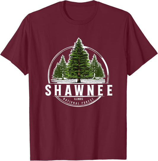 Vintage Pine Trees Shawnee National Forest Illinois Souvenir T-Shirt - T-Shirt | Maroon