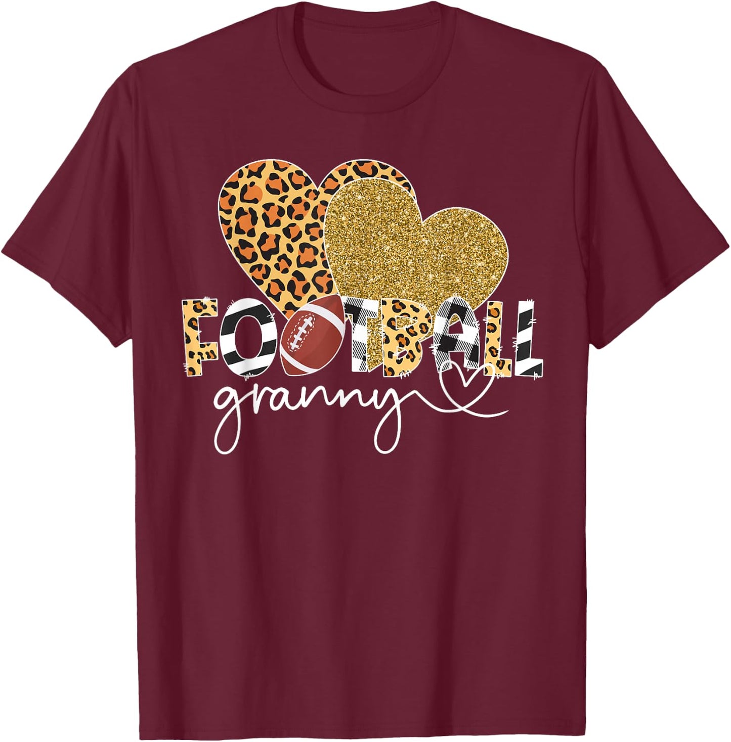 Football Granny Heart Grandma Granny Of A Football Player T-Shirt - T-Shirt | Maroon
