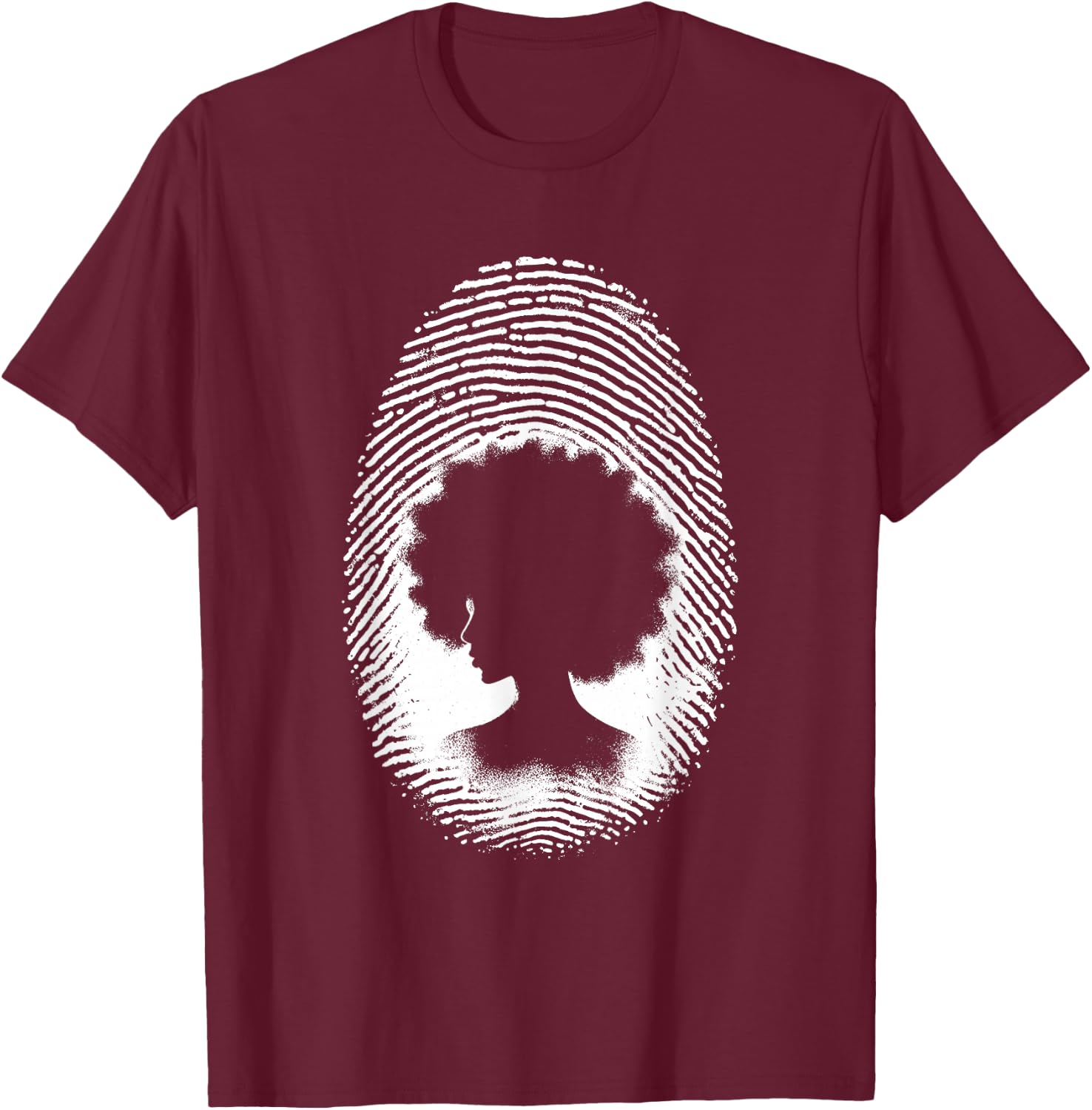 African American Woman Fingerprint - Vintage Afro Queen T-Shirt - T-Shirt | Maroon