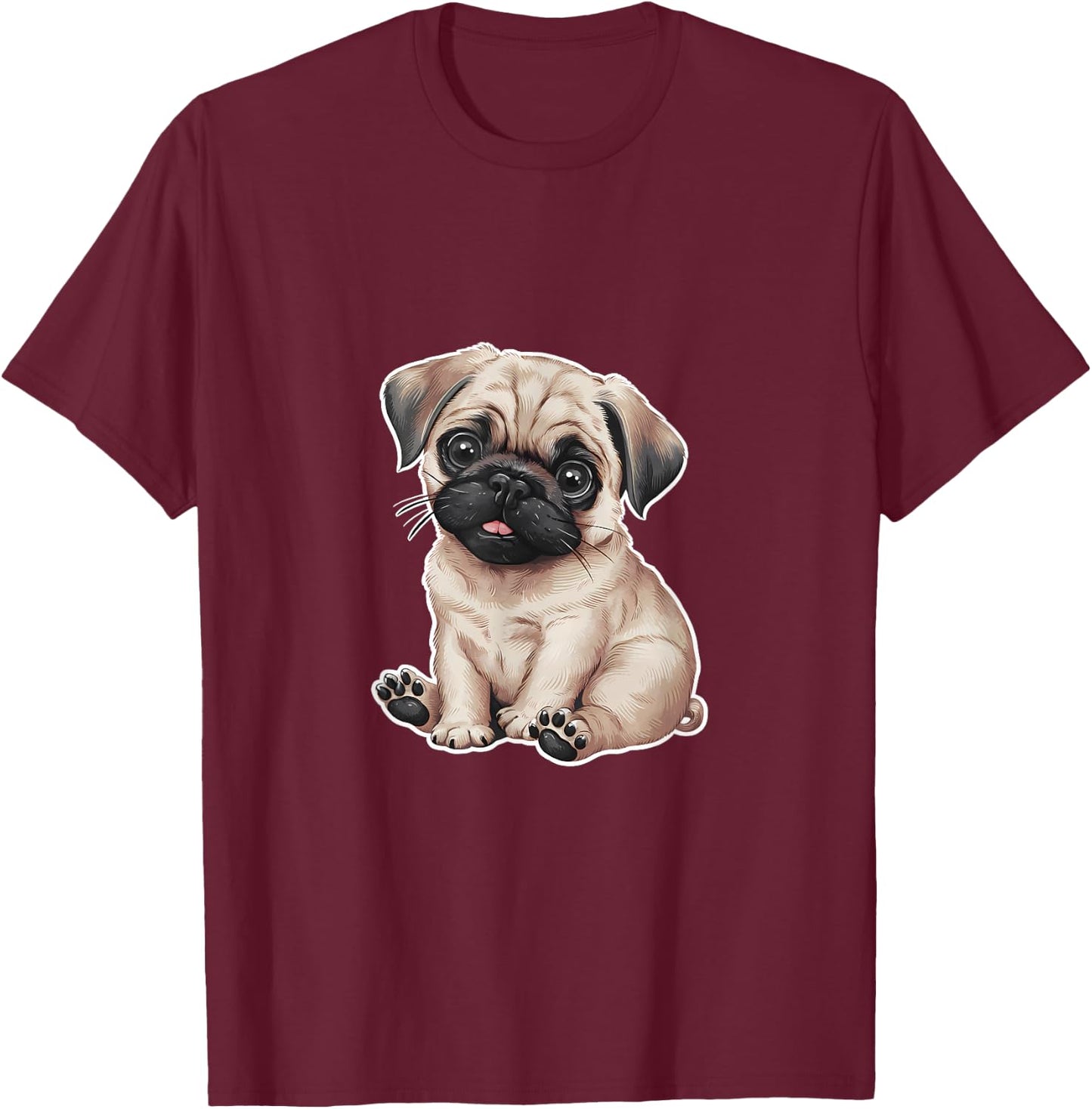 Cute Pug Puppy T-Shirt - T-Shirt | Maroon