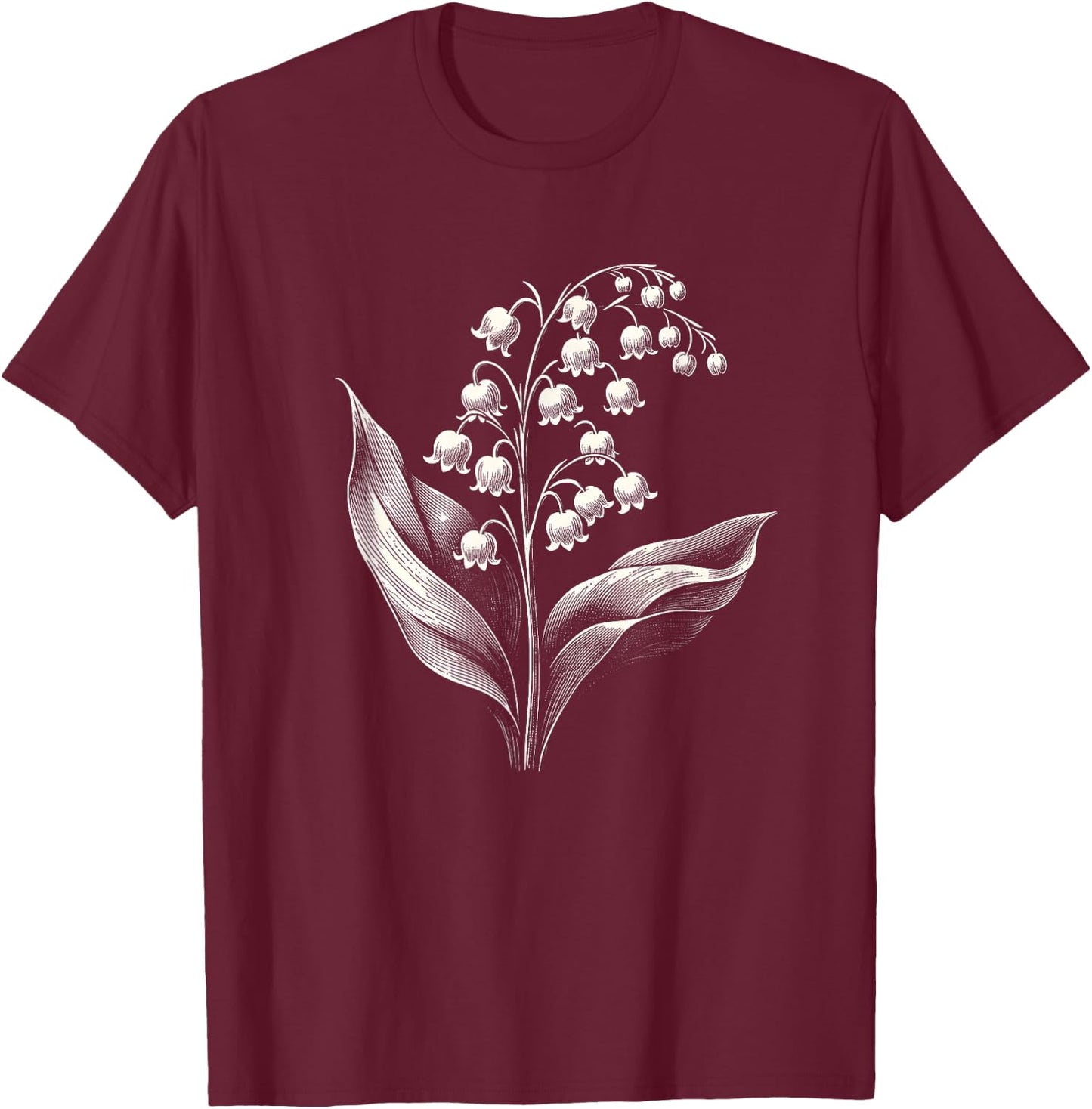 Lily Of The Valley Spring Flower Art Design T-Shirt - T-Shirt | Maroon