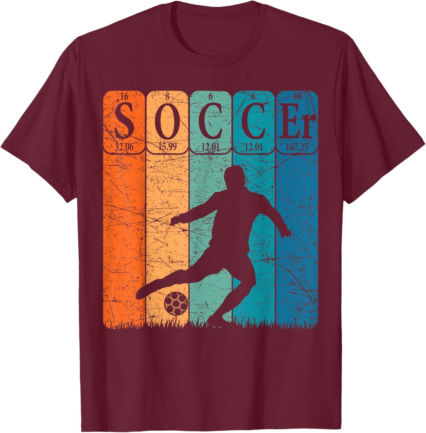 Soccer Periodic Table Elements Soccer Player Nerd Vintage T-Shirt - T-Shirt | Maroon