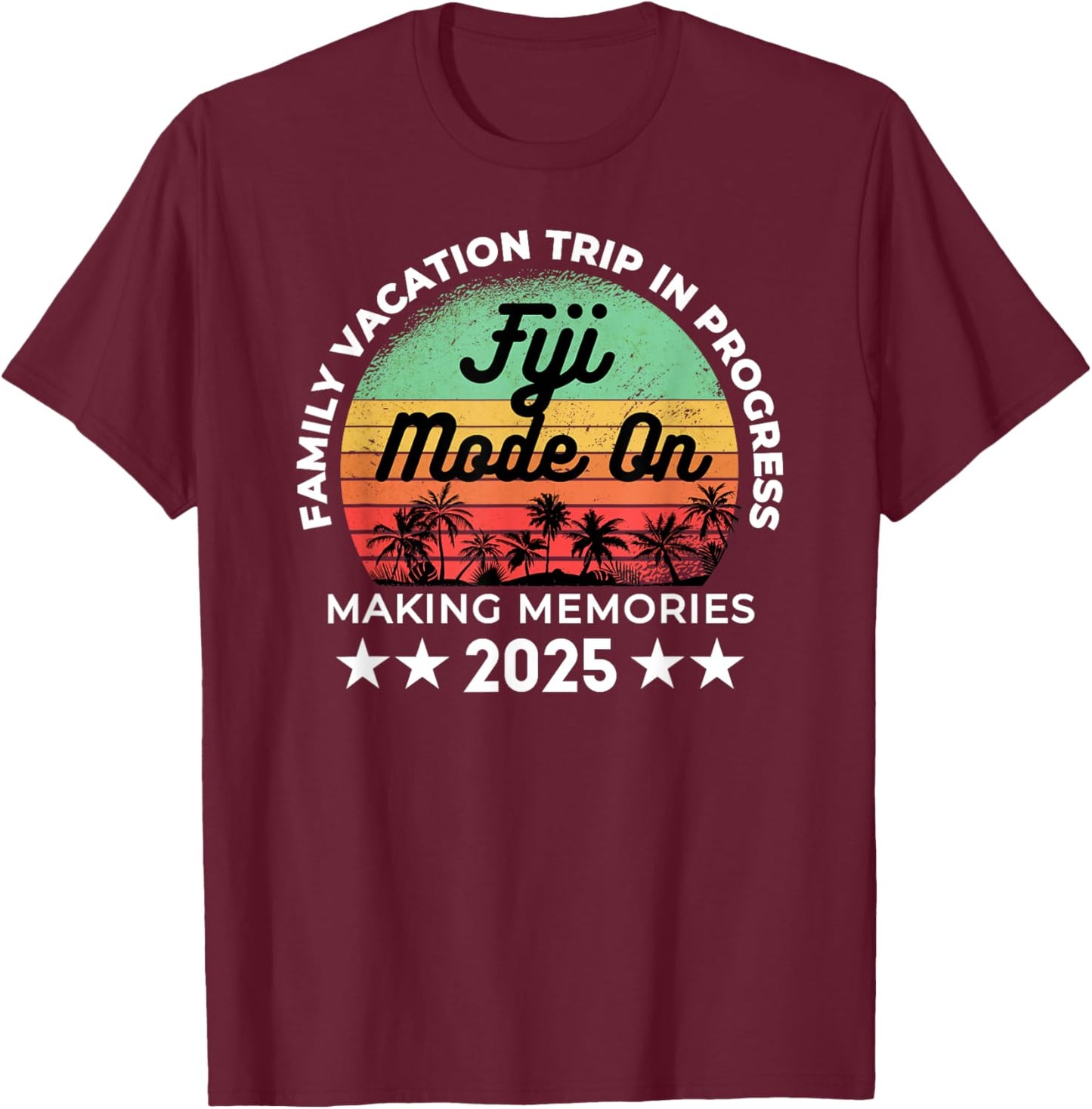 Cruise Squad Fiji Oceania Vacation , -Adults/Kids, Black, Small, Short Sleeve, Retro/Vintage, , Family/Friends/Group T-Shirt - T-Shirt | Maroon