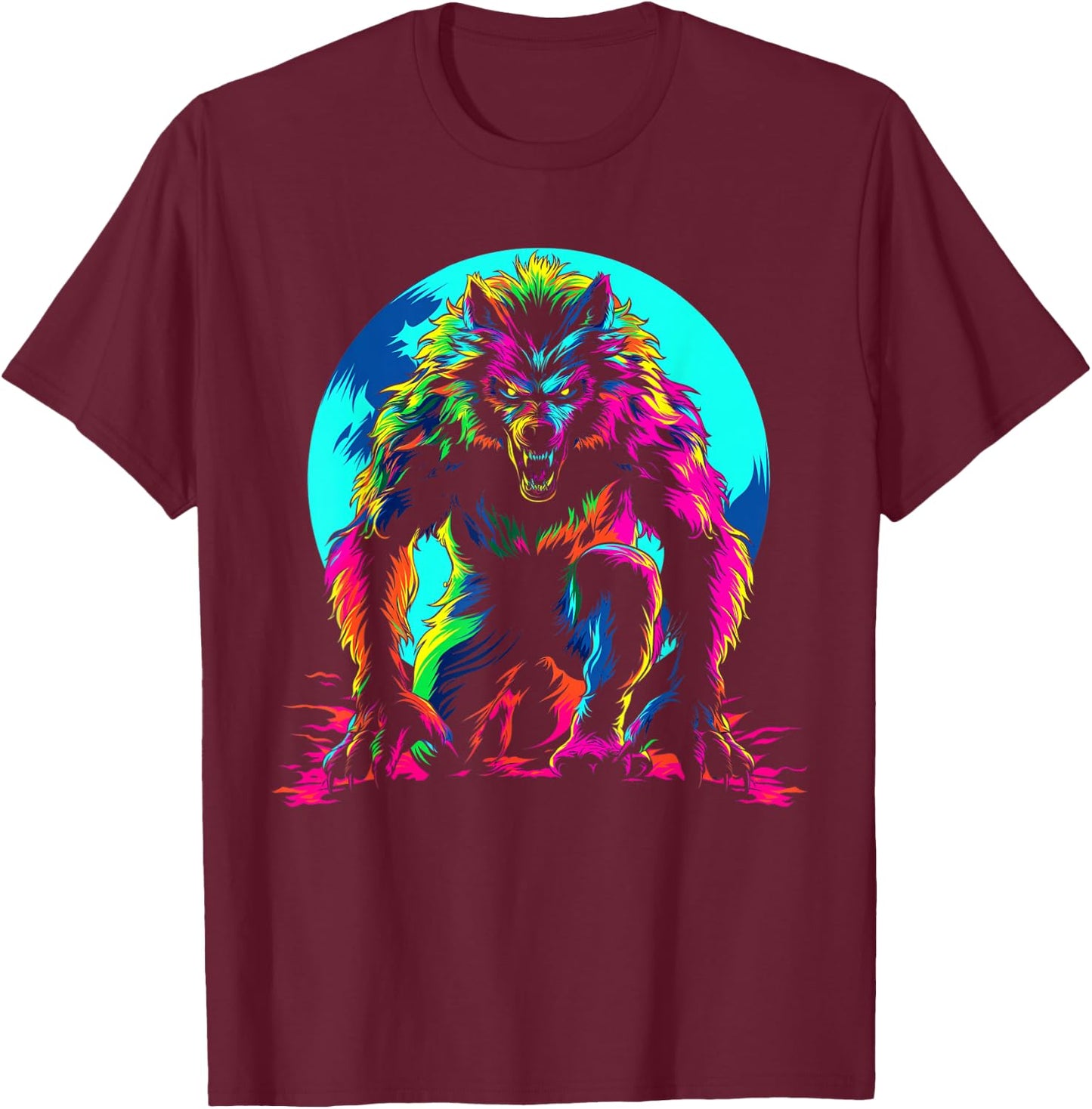 Werewolf Wolf Moon Popart T-Shirt - T-Shirt | Maroon