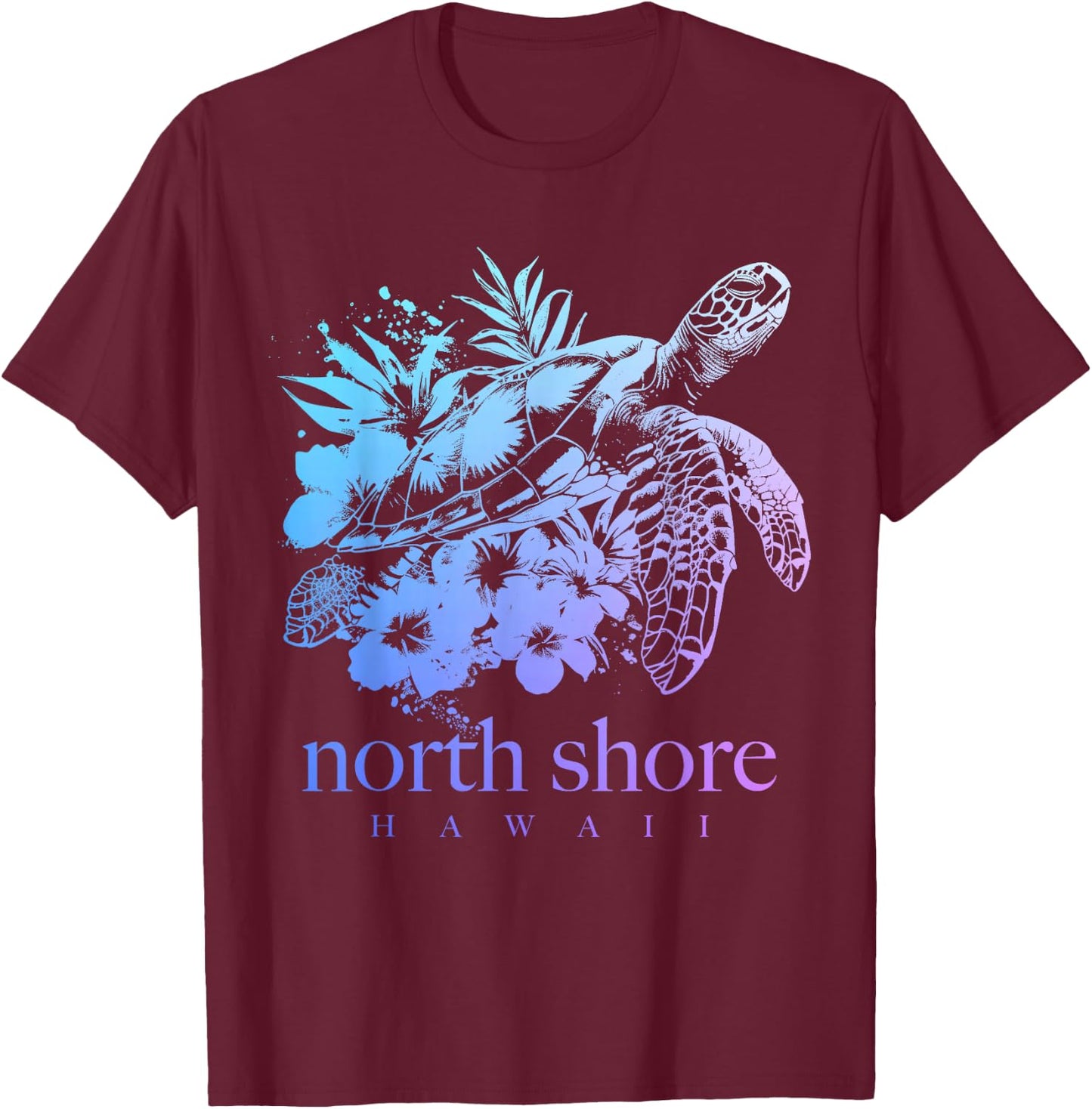 Hawaiian Surfer Souvenir Turtle North Shore Hawaii T-Shirt - T-Shirt | Maroon