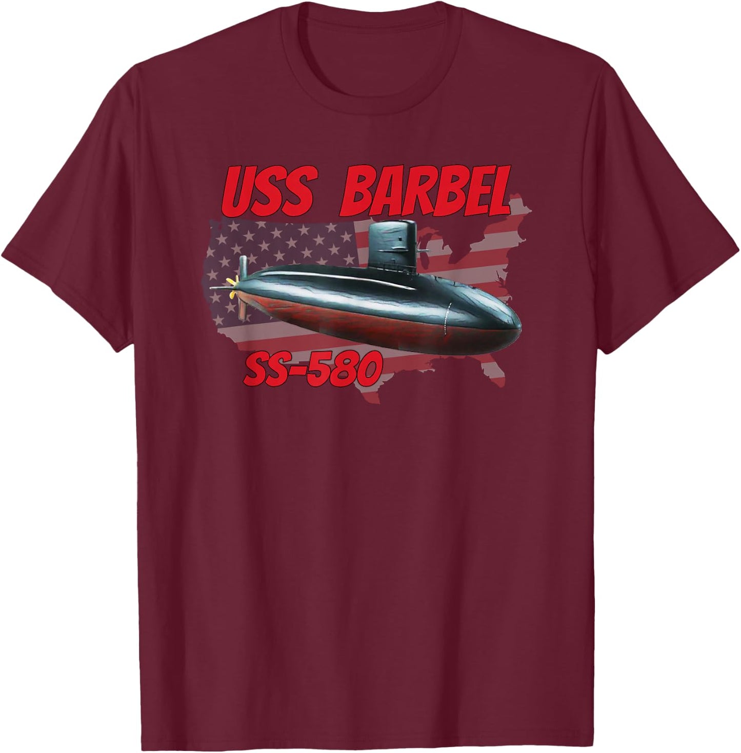 USS Barbel SS-580 Submarine Veterans Day Father Grandpa Dad T-Shirt - T-Shirt | Maroon