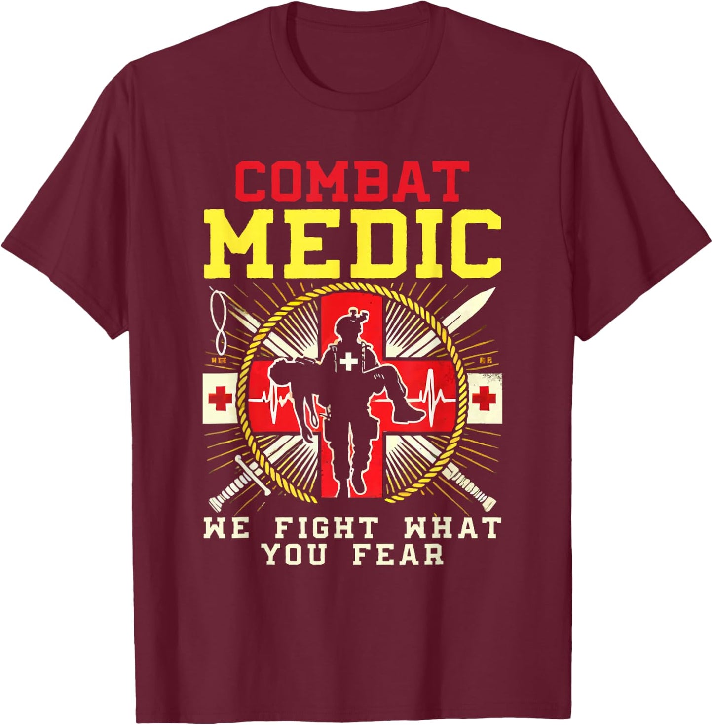 Combat Medic First Aid Field Medic Military T-Shirt - T-Shirt | Maroon