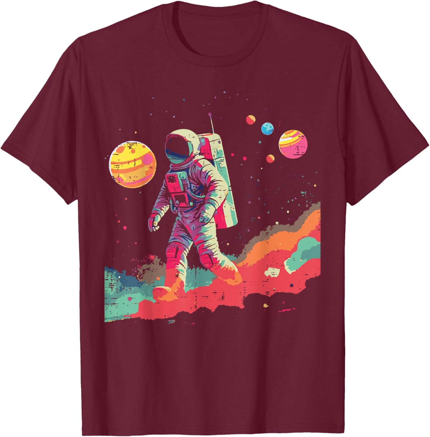 Astronaut Abstract Art Space Galaxy Paint Men Women Boy Kids T-Shirt - T-Shirt | Maroon