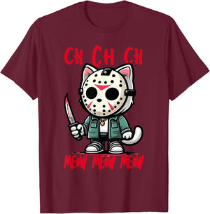 Ch Ch Ch Meow Meow Meow Friday Halloween Costume Funny Cat T-Shirt - T-Shirt | Maroon