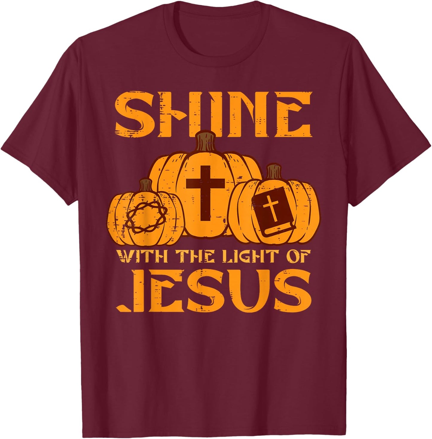 Halloween Shine With Light Jesus Christian Men Women Kids T-Shirt - T-Shirt | Maroon