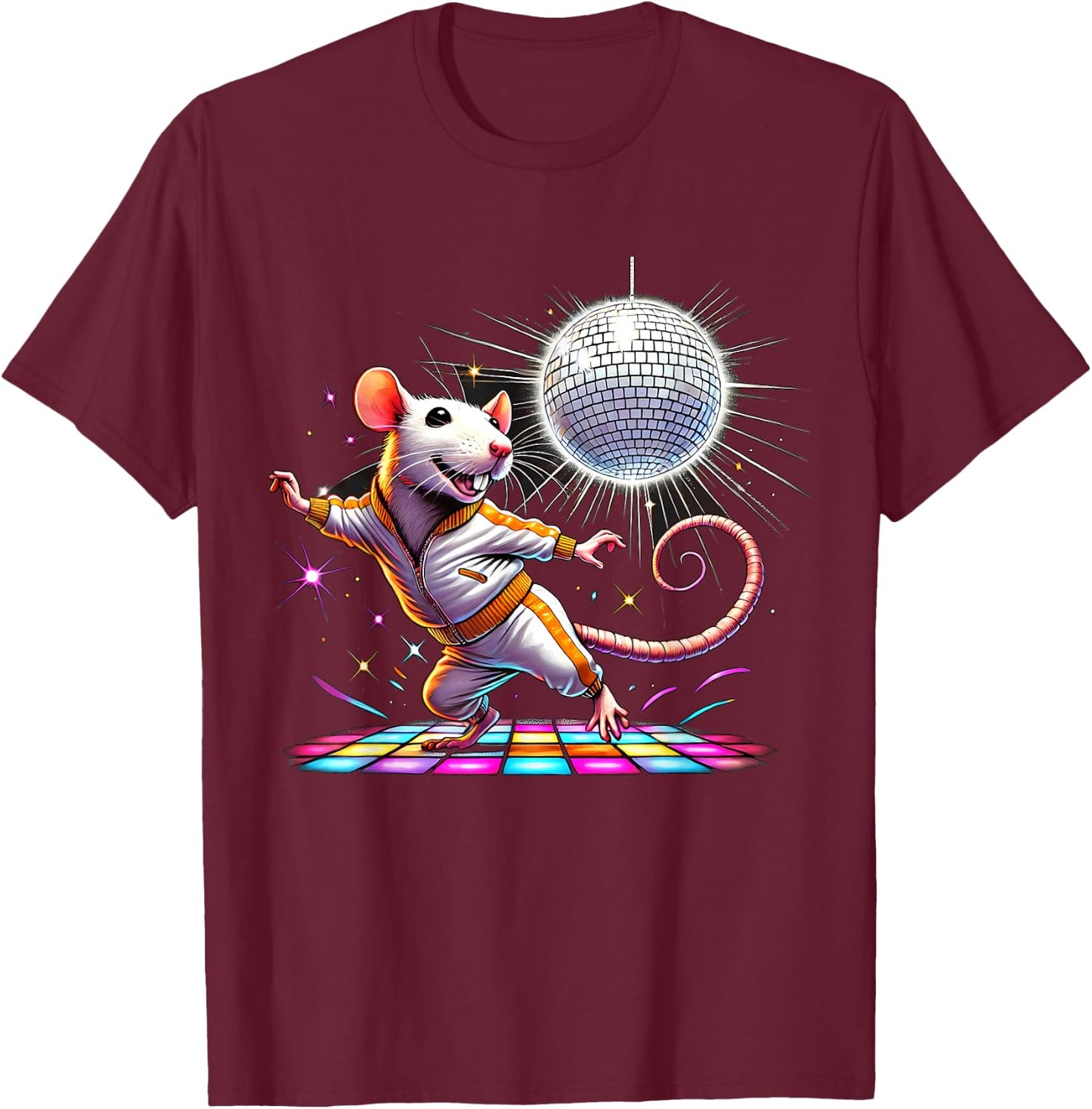 Aesthetic Rat Disco T-Shirt - T-Shirt | Maroon