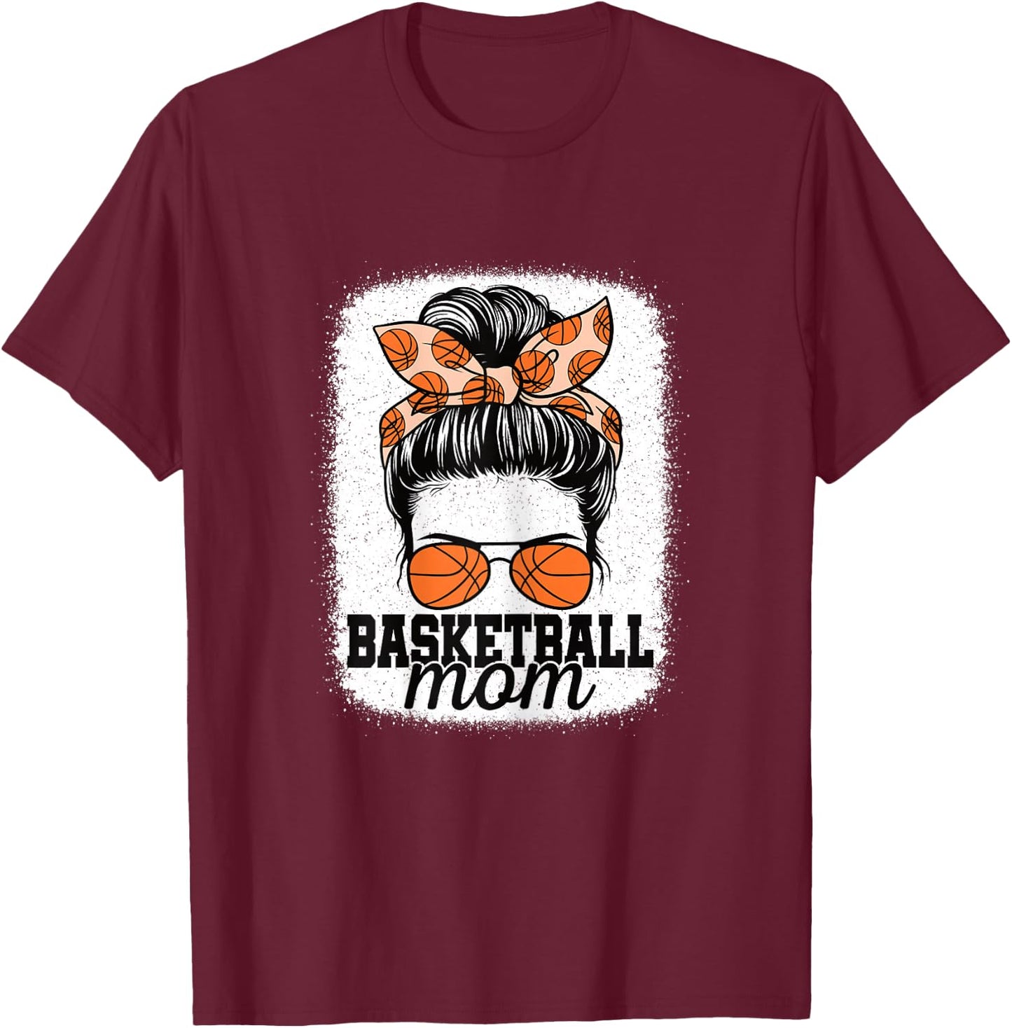 Cute Basketball Mom Messy Bun Mommy Basketball Player Women T-Shirt - T-Shirt | Maroon