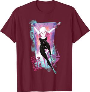 Marvel Spider-Man Across The Spider-Verse Part 1 Gwen Stacy T-Shirt - T-Shirt | Maroon
