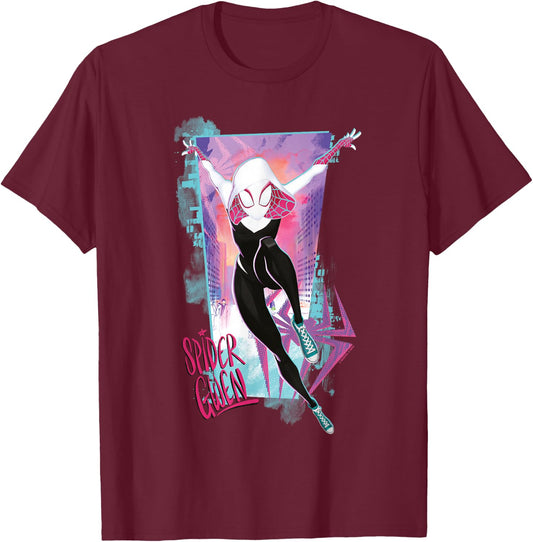 Marvel Spider-Man Across The Spider-Verse Part 1 Gwen Stacy T-Shirt - T-Shirt | Maroon