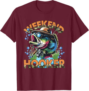 Weekend Hooker Colorful Fishing T-Shirt - T-Shirt | Maroon