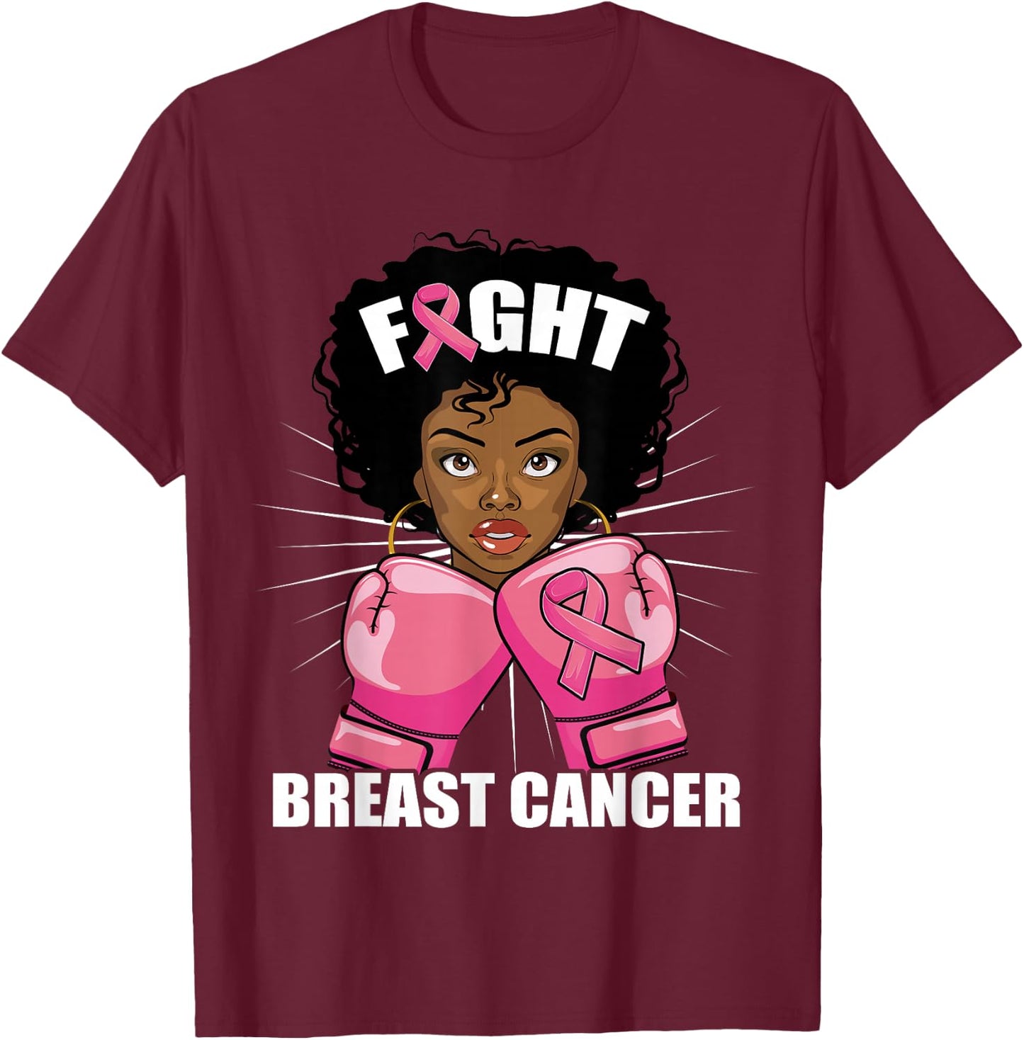 Breast Cancer Black Women, African American Fight Cancer T-Shirt - T-Shirt | Maroon