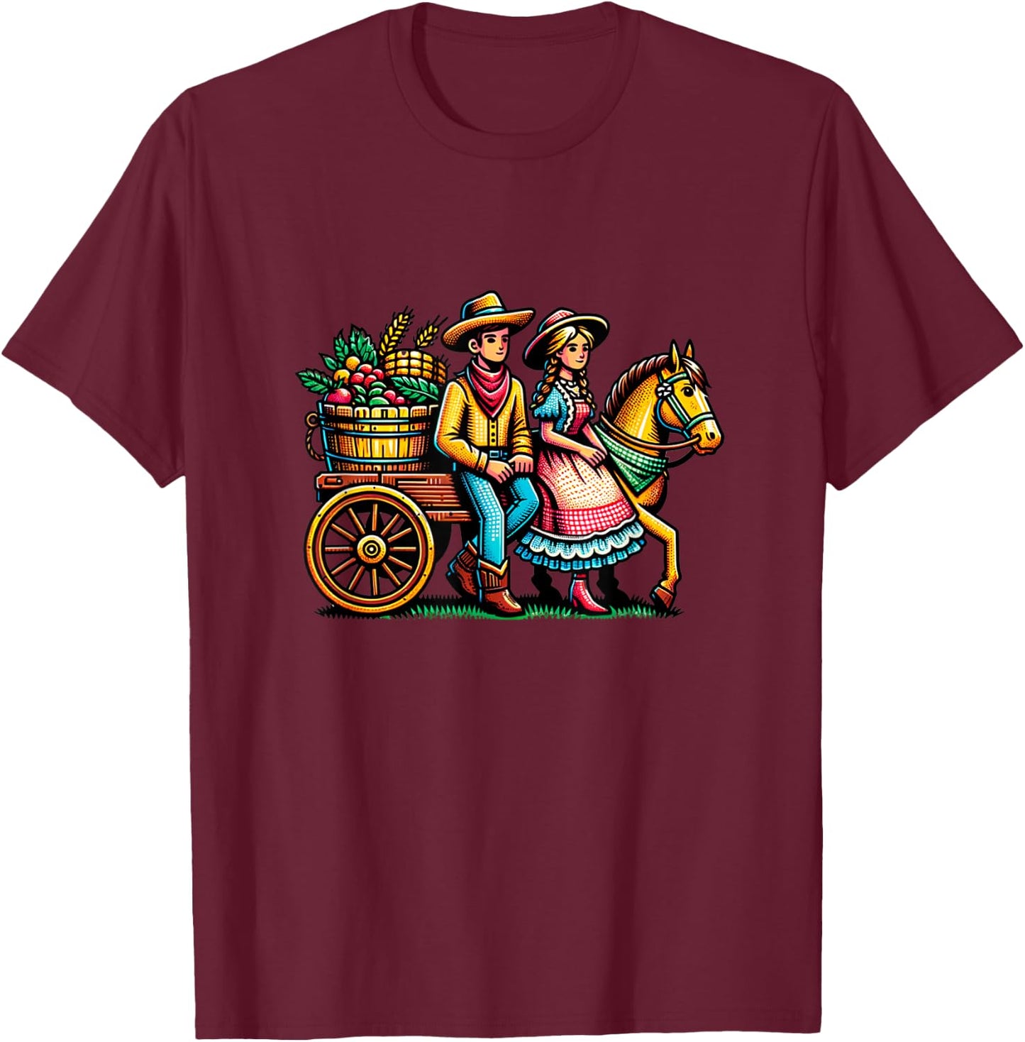 Festa Junina, June Festival in Brazil, Brazilian Celebration T-Shirt - T-Shirt | Maroon