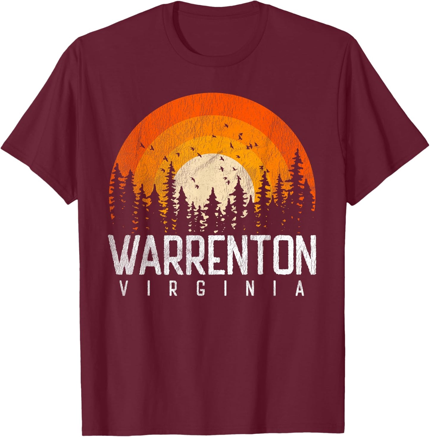 Warrenton Virginia VA Shirt Vintage 70s 80s 90s Retro Gift T-Shirt - T-Shirt | Maroon