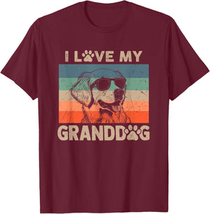 I Love My Granddog Golden Retriever Grandma Grandpa Dog Paw Women Kids T-Shirt - T-Shirt | Maroon