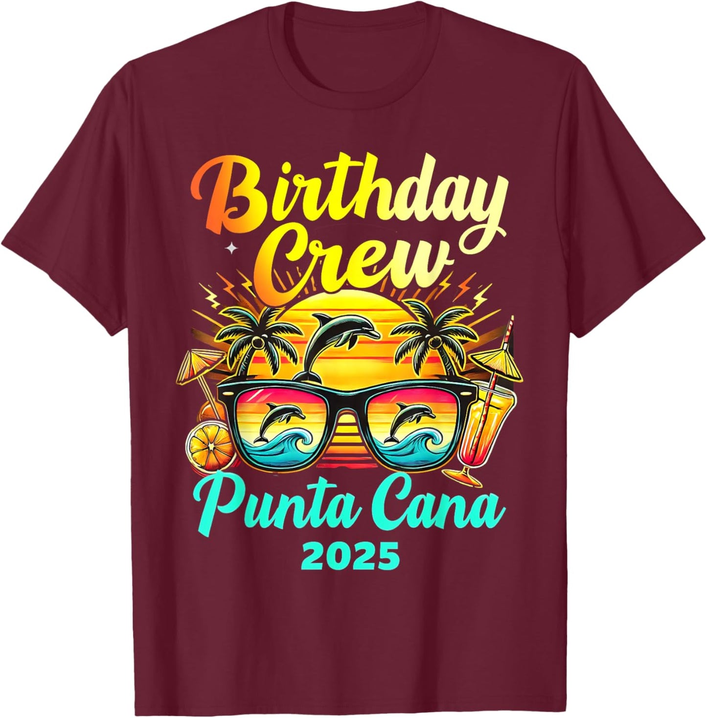 Punta Cana Birthday Trip 2025 Matching Group Vacation T-Shirt - T-Shirt | Maroon