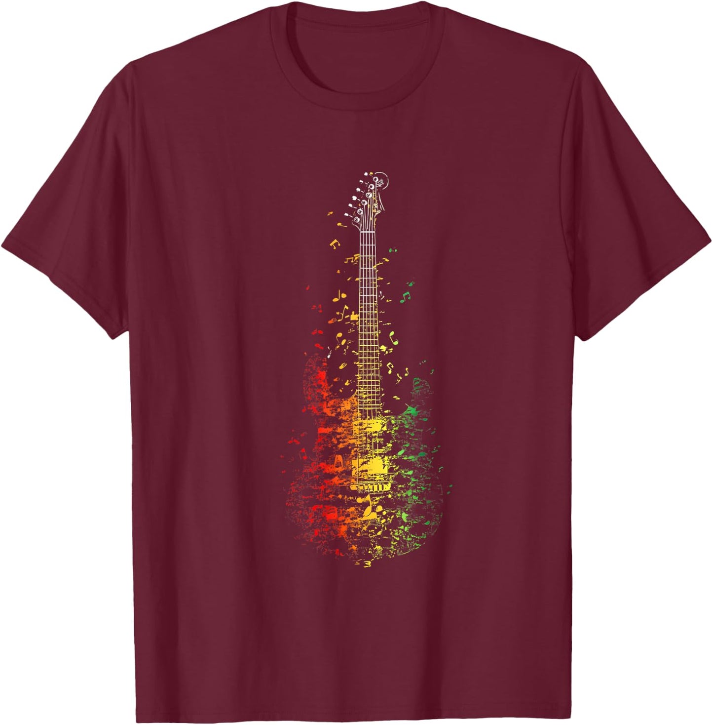 Reggae Music Guitar Rastafarian Roots Jamaican Rasta T-Shirt - T-Shirt | Maroon